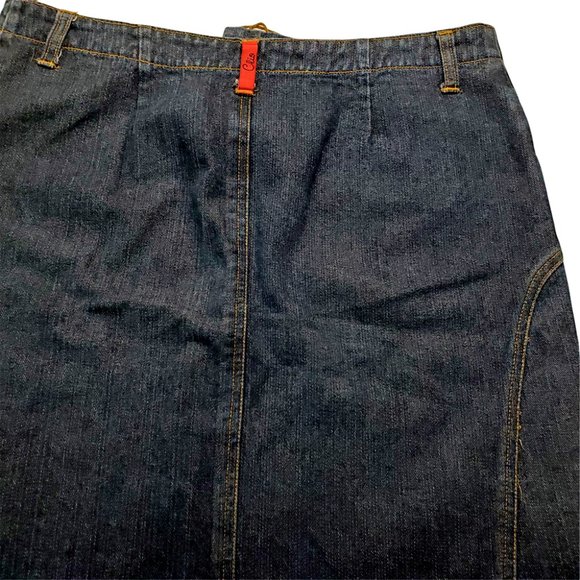 CLIO Dark Denim Mini Skirt Size 8 Lace Front Closure Straight Great Condition! - Picture 5 of 9